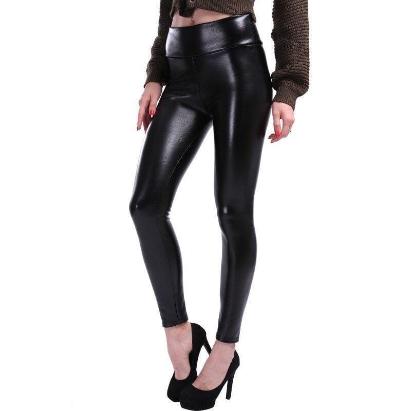 Faux Leather Slimming Leggings